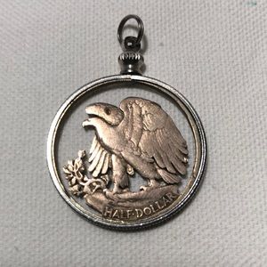Walking Liberty Half Dollar Cut Coin Necklace Pendant USA Eagle 🦅 America 🇺🇸